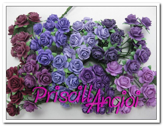 10 rosas abiertas 1.0 cm color Tonos Violetas - elegir color - Haga un click en la imagen para cerrar